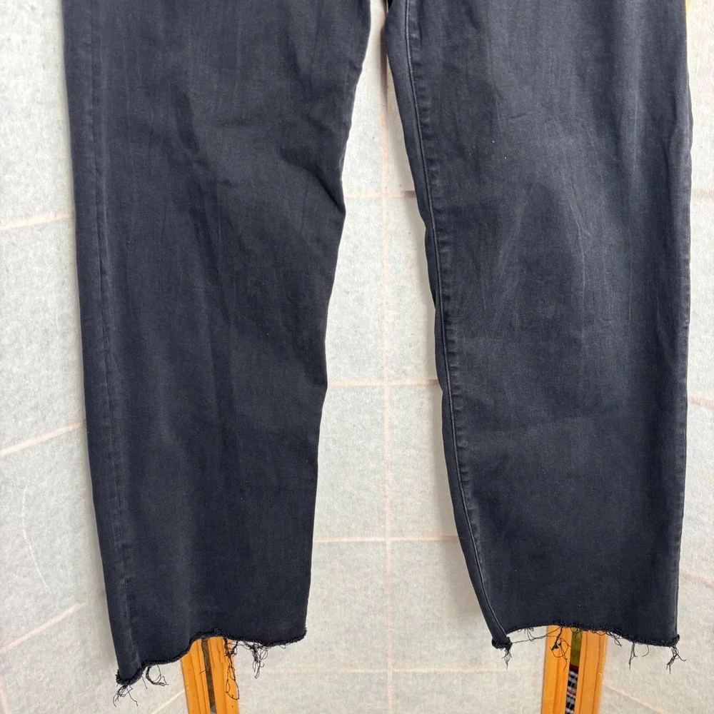 Express Wide‎ Leg High Rise Stretch Jeans Faded Black Raw Hem Womens 8R